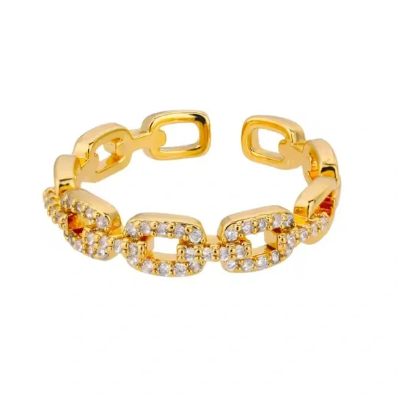 Elegant Gold Twisted Chain Link Adjustable Ring - Picture 6 of 6